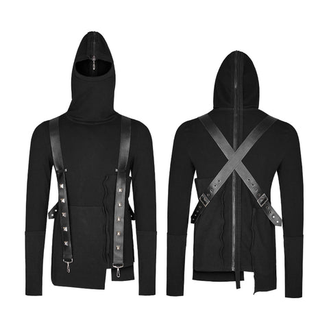 Spliced Thread Knitted Hooded Punk Sweaters Mysterious Warrior Design