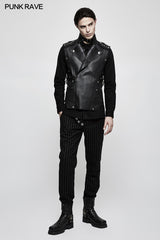 Personality Punk Coat Heavy Leather Sleeveless Waistcoat For Men