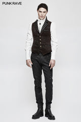 Vintage Jacquard Wool Punk Vest Joker Slim-fitting Waistcoat