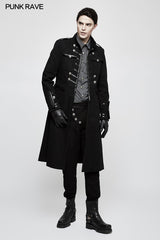 Handsome Striped Punk Shirt With Free Hanging Metal Chain