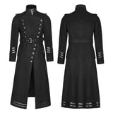 Stand-collar Military Uniform Punk Jacket With Removable Belt