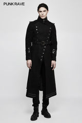 Stand-collar Military Uniform Punk Jacket With Removable Belt
