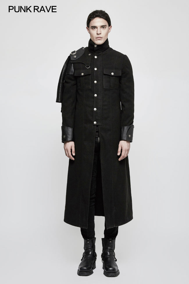 Handsome Military Uniform Punk Jacket With Removable Shawl Shoulder