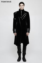 Winter Velvet Medium Length Punk Coat Double Breasted Jacket