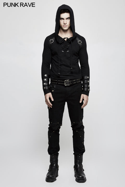 Hooded Loop Sleeve Long Punk Sweaters For Men