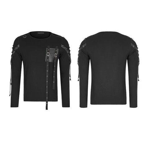 Military Uniform Long Sleeve Punk T-shirts With Ribbon Design