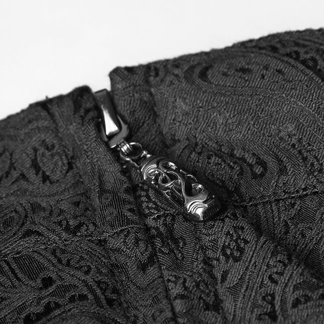 Jacquard Fabric Half Long Black Gothic Skirt For Men