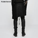 Personality Men Irregular Suede Punk Skirt With Detachable Design