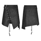 Personality Men Irregular Suede Punk Skirt With Detachable Design