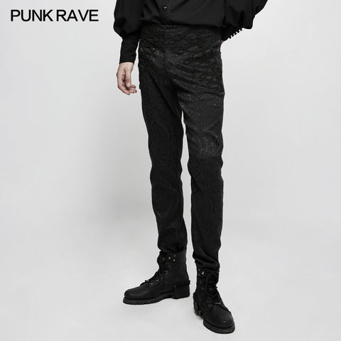 Handsome Jacquard Chinese Frog Black Gothic Pants For Men