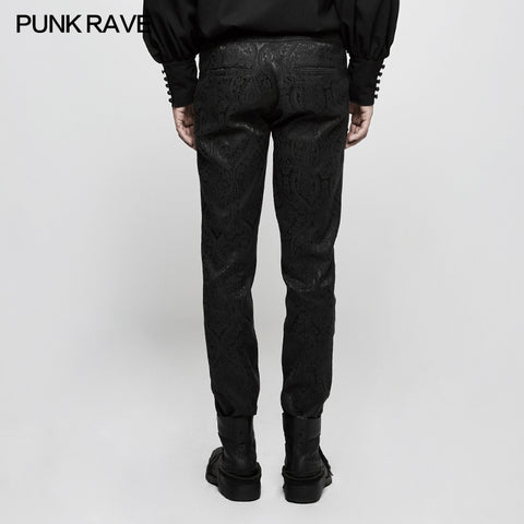 Handsome Jacquard Chinese Frog Black Gothic Pants For Men