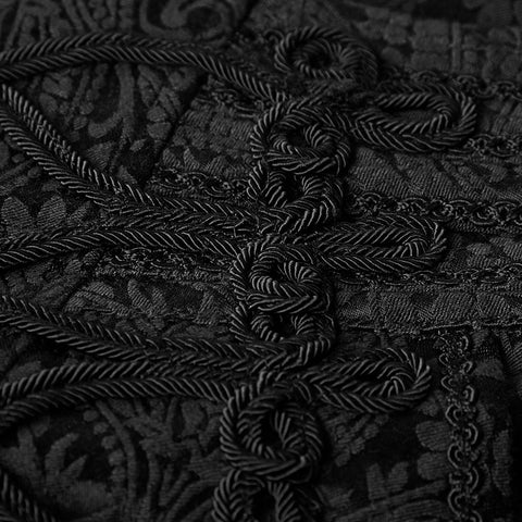 Handsome Jacquard Chinese Frog Black Gothic Pants For Men