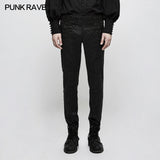 Handsome Jacquard Chinese Frog Black Gothic Pants For Men