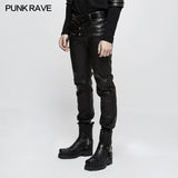 Personality Split Stitch Leather Punk Pants For Men