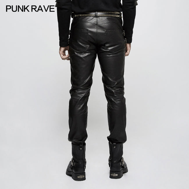 Personality Split Stitch Leather Punk Pants For Men– Punkravestore