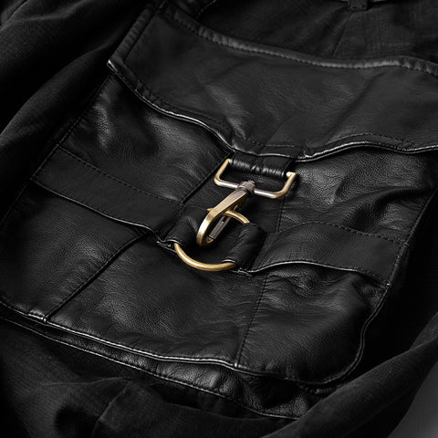 Stretch Woven Punk Pants Riding Breeches With Stereo Pockets