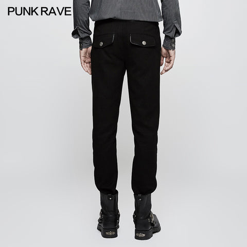Military Uniform Leisure Punk Pants Suede Suits Woven Striped Worsted Man's Trousers