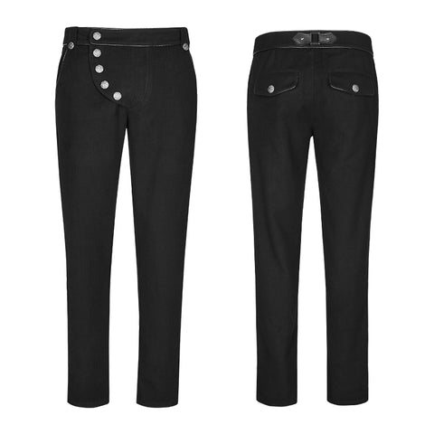 Military Uniform Leisure Punk Pants Suede Suits Woven Striped Worsted Man's Trousers