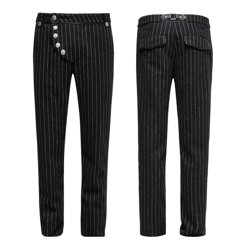 Military Uniform Leisure Punk Pants Suede Suits Woven Striped Worsted Man's Trousers