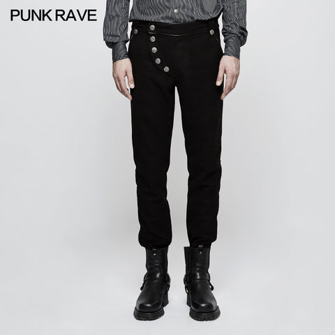 Military Uniform Leisure Punk Pants Suede Suits Woven Striped Worsted Man's Trousers