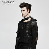 Starched Black Punk Accessories Straps With Detachable Leather Loop
