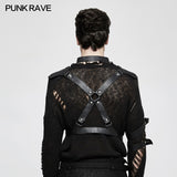 Starched Black Punk Accessories Straps With Detachable Leather Loop