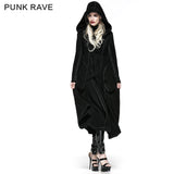 Winter Woolen Long Black Gothic Coat For Women Two Wear Imitation Fur Coat