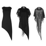 Skinny Soft Detachable Two-pieces Set Gothic Dress With Mesh Collar Blouse