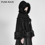 Lolita Style Warm Gothic Coat Woolen And Lace Fabric Cloak For Women