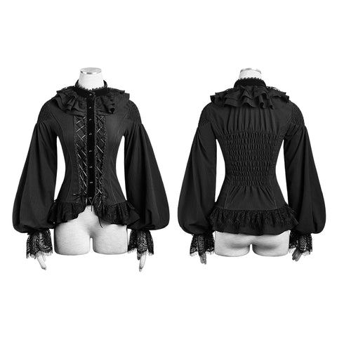 Women Chiffon Lace Fabric Gothic Shirt Lolita Blouse With Unique Sleeve