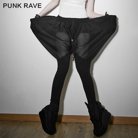 Black Knight Soft Chiffon Harem Punk Pants