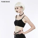 Sexy Tie Rope Athletic Punk Vest With Elastic Loops