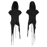 Fashion Slant Hat Mosaic Punk T-shirt Irregular Top