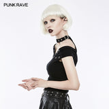 Dark Black &quot;x&quot; Type Slim Punk T-shirts