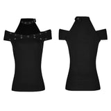 Dark Black &quot;x&quot; Type Slim Punk T-shirts