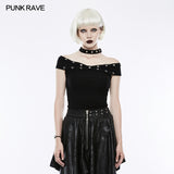 Dark Black &quot;x&quot; Type Slim Punk T-shirts