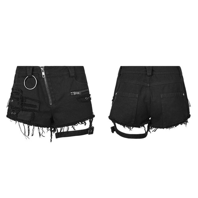 Fashion Inelastic Short Punk Pants With Rivet And Metal Decoration