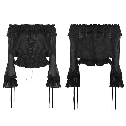 Embossed Fabric Gothic T-shirt Gorgeous Elastic Top