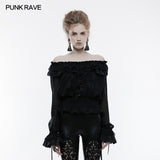 Embossed Fabric Gothic T-shirt Gorgeous Elastic Top