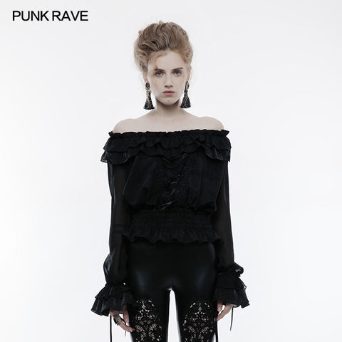 Embossed Fabric Gothic T-shirt Gorgeous Elastic Top