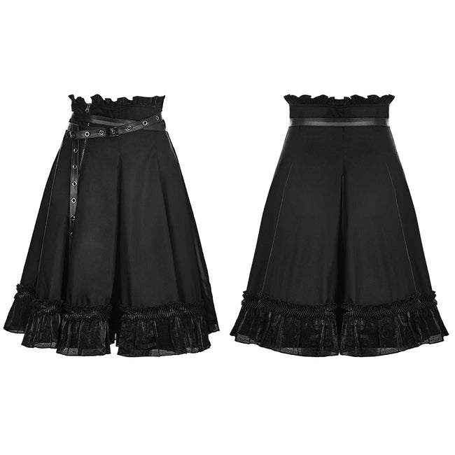 High Waist Short Punk Skirt With Detachable Leather Belt