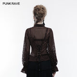 Transparent Striped Punk Shirt Steampunk Blouse