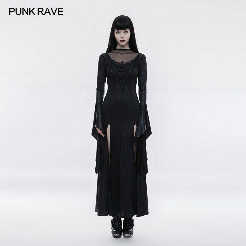 Gorgeous Black High Split Lace Gothic Dress– Punkravestore