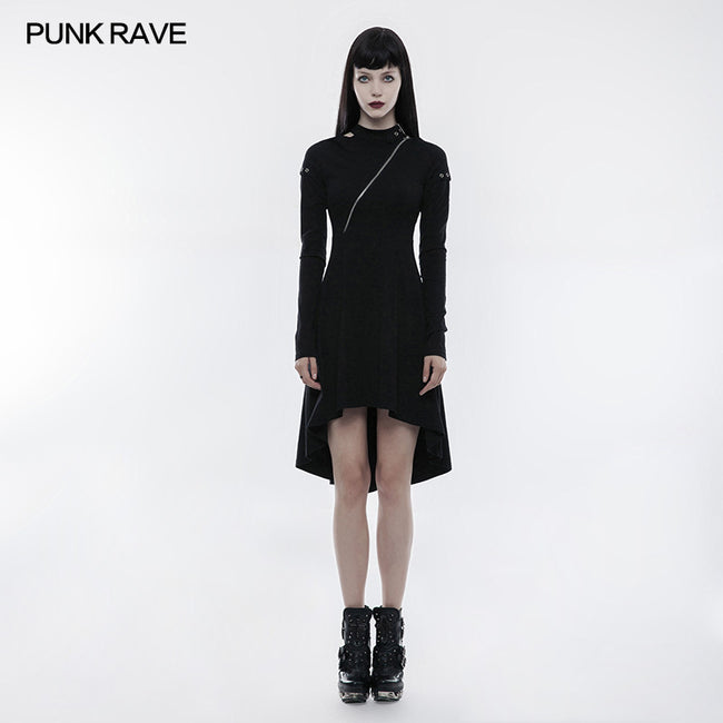 Personality Punk Dress With Hollow Out And Zipper Design
