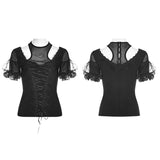 Gorgeous Stretch Blouse Short Sleeve Gothic T-shirt With Lace