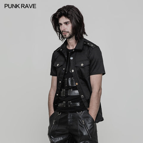 Simple Daily Wear Short Sleeve Punk Shirt For Men