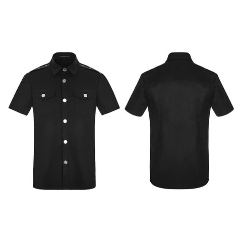 Simple Daily Wear Short Sleeve Punk Shirt For Men