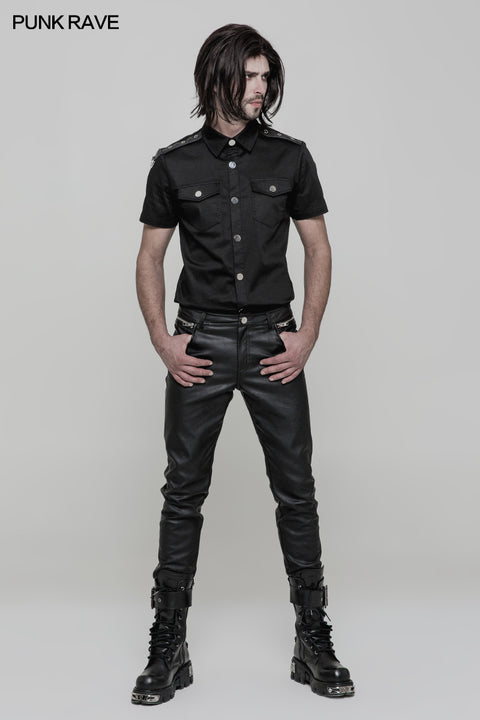 Simple Daily Wear Short Sleeve Punk Shirt For Men
