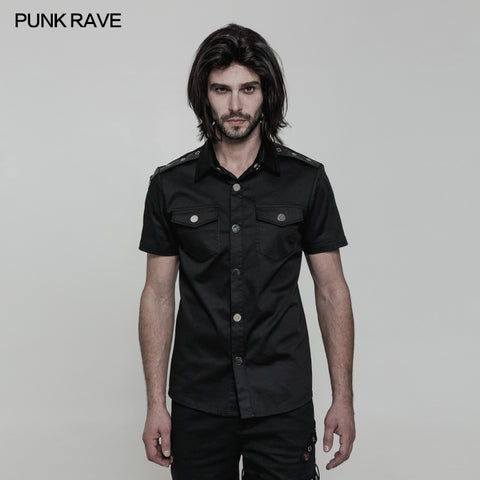 Simple Daily Wear Short Sleeve Punk Shirt For Men