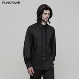 Uniform Long Sleeve Gothic Shirt With Pleated Decoration